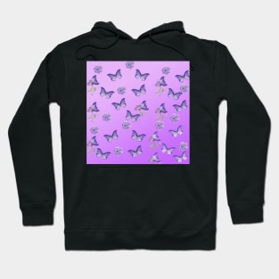 Purple Butterfly and Flower Pattern Hoodie